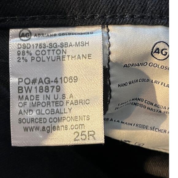 AG Adriano Goldschmied Jeans Isabelle Straight cropped studded trim black 25 - Picture 5 of 5